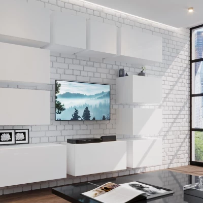 Hängewand für das Wohnzimmer BRADT 75 - weiß / weiß glänzend