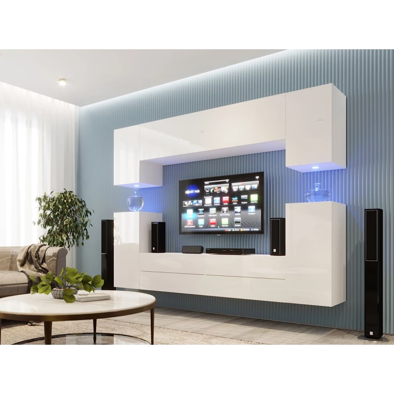 Hängewand für das Wohnzimmer BRADT 69 - weiß / weiß glänzend