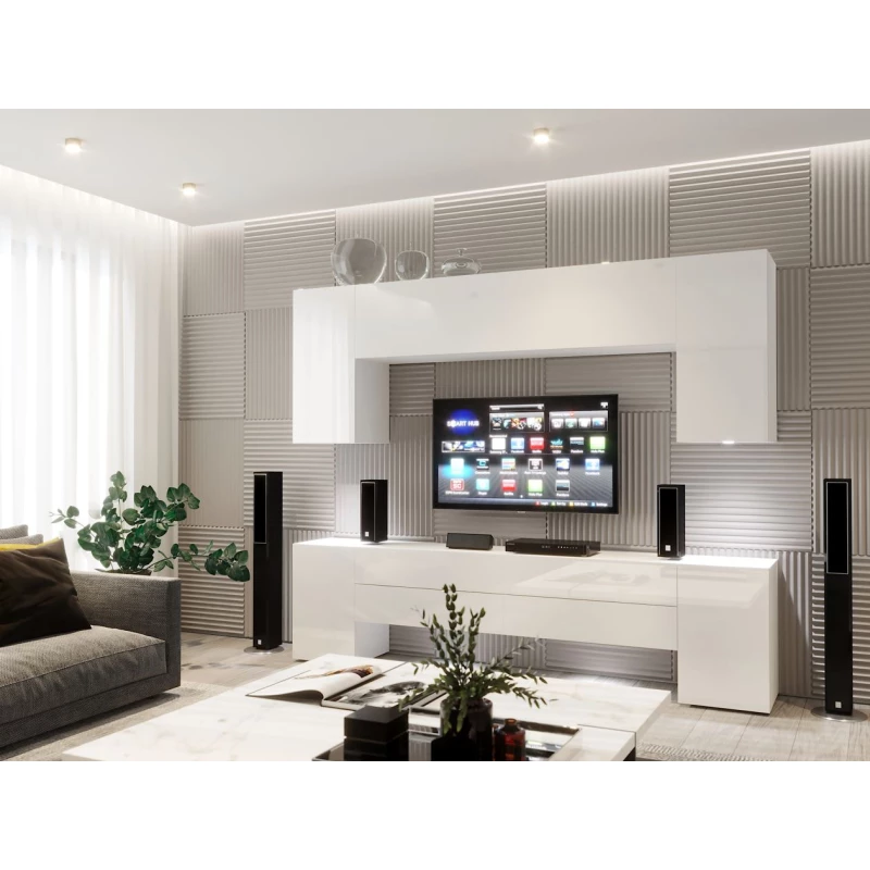 Hängewand für das Wohnzimmer BRADT 68 - weiß / weiß glänzend