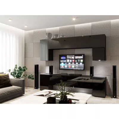 Hängewand für das Wohnzimmer BRADT 68 - schwarz / schwarz glänzend