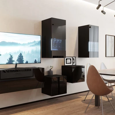 Hängende Wohnzimmerwand BRADT 67 - schwarz / schwarz glänzend