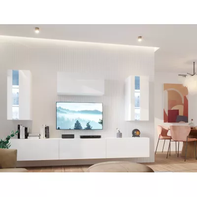 Moderne Wohnzimmerwand BRADT 66 – weiß / weiß glänzend