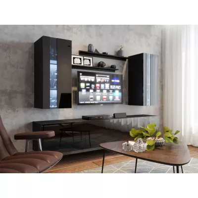 Hängewand für das Wohnzimmer BRADT 65 - schwarz / schwarz glänzend