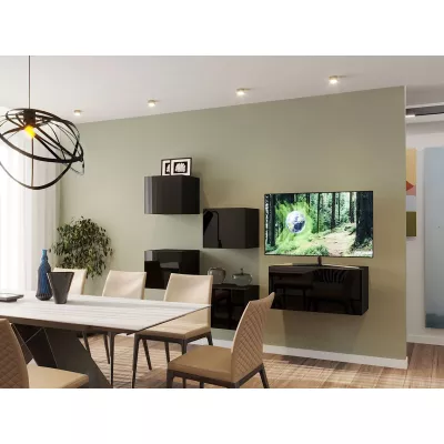 Hängende Wohnzimmerwand BRADT 63 - schwarz / schwarz glänzend