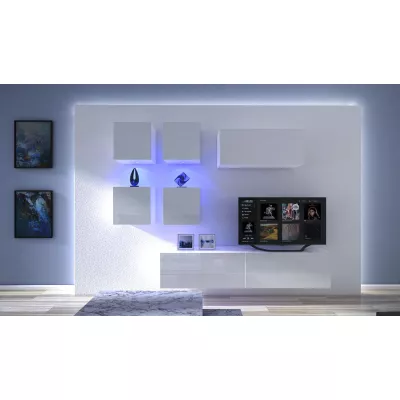 Moderne Wohnzimmerwand BRADT 61 – weiß / weiß glänzend