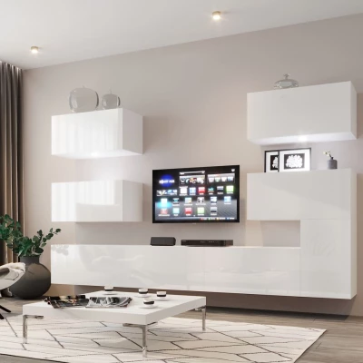 Hängewand für das Wohnzimmer BRADT 60 - weiß / weiß glänzend