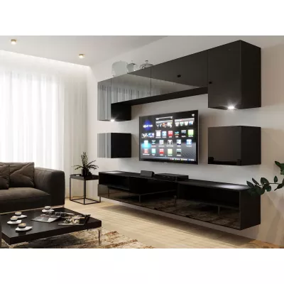 Hängewand für das Wohnzimmer BRADT 59 - schwarz / schwarz glänzend