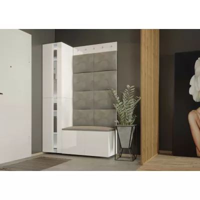 Flurwand mit Schuhregal BALOBA 6 - weiß / weiß glänzend