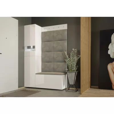 Flurwand mit Sitzschuhregal BALOBA 5 - weiß / weiß glänzend
