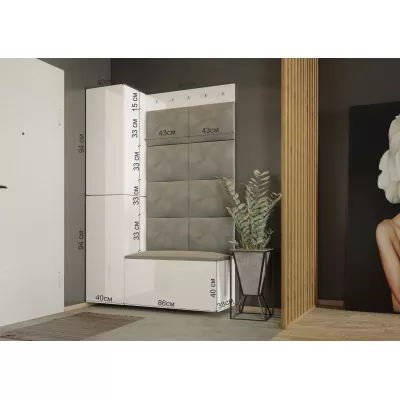 Flurwand mit Schuhregal BALOBA 4 - weiß / weiß glänzend