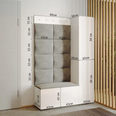 Flurwand mit Schuhregal BALOBA 2 - weiß / weiß glänzend