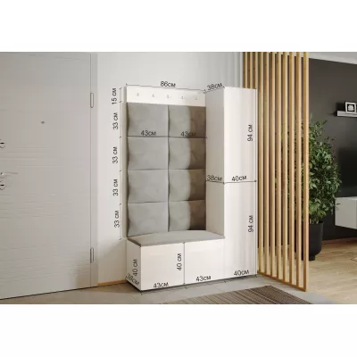 Flurwand mit Schuhregal BALOBA 2 - weiß / weiß glänzend