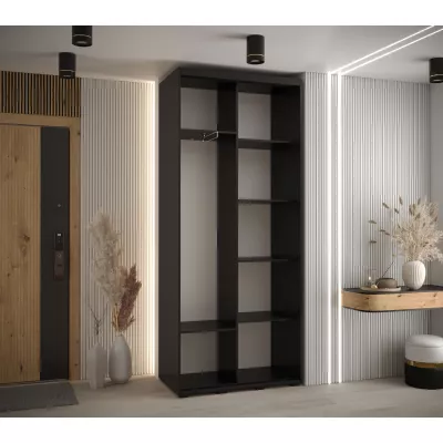 Kleiderschrank BAYLIN 2 – 120/45 cm, schwarz/schwarz/Eiche handwerklich