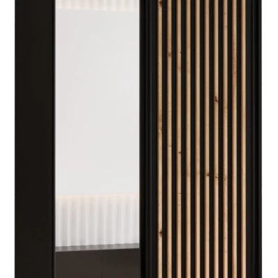 Kleiderschrank BAYLIN 2 – 120/45 cm, schwarz/schwarz/Eiche handwerklich