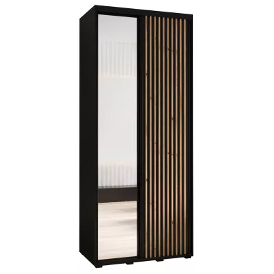 Kleiderschrank BAYLIN 2 – 120/45 cm, schwarz/schwarz/Eiche handwerklich