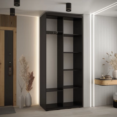 Kleiderschrank BAYLIN 2 - 120/45 cm, schwarz/weiß/schwarz