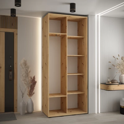 Kleiderschrank BAYLIN 2 - 120/45 cm, Eiche Artisan / Eiche Artisan / Schwarz