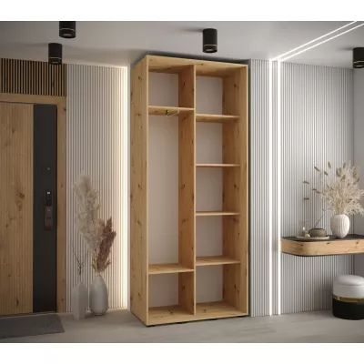 Kleiderschrank BAYLIN 2 - 120/45 cm, Eiche Artisan / Eiche Artisan / Schwarz