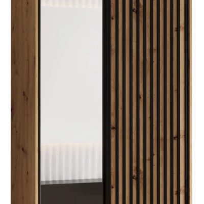 Kleiderschrank BAYLIN 2 - 120/45 cm, Eiche Artisan / Eiche Artisan / Schwarz