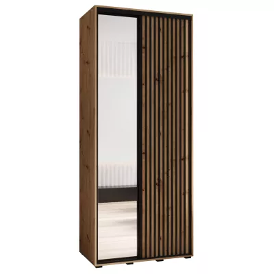 Kleiderschrank BAYLIN 2 - 120/45 cm, Eiche Artisan / Eiche Artisan / Schwarz