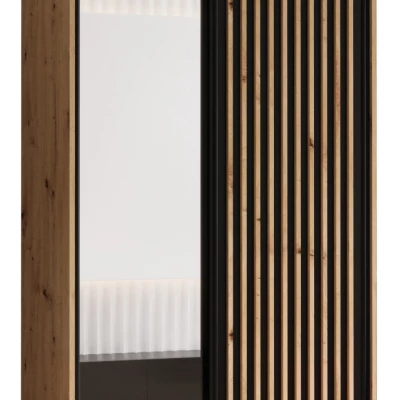 Kleiderschrank BAYLIN 2 - 120/45 cm, Eiche handwerklich / schwarz / Eiche handwerklich
