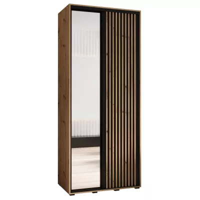 Kleiderschrank BAYLIN 2 - 120/45 cm, Eiche handwerklich / schwarz / Eiche handwerklich