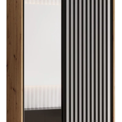 Kleiderschrank BAYLIN 2 - 120/45 cm, Eiche handwerklich / weiß / schwarz