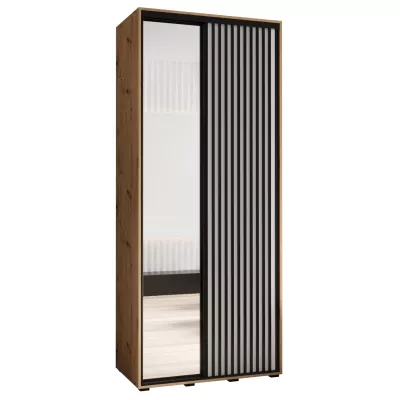 Kleiderschrank BAYLIN 2 - 120/45 cm, Eiche handwerklich / weiß / schwarz