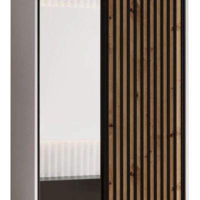 Kleiderschrank BAYLIN 2 – 120/45 cm, weiß/Eiche handwerklich/schwarz