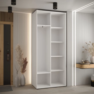 Kleiderschrank BAYLIN 2 – 120/45 cm, weiß/schwarz/Eiche handwerklich