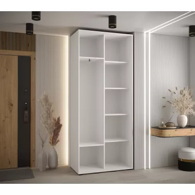 Kleiderschrank BAYLIN 2 – 120/45 cm, weiß/schwarz/Eiche handwerklich