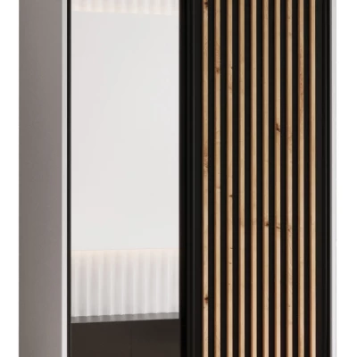 Kleiderschrank BAYLIN 2 – 120/45 cm, weiß/schwarz/Eiche handwerklich