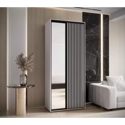 Kleiderschrank BAYLIN 2 - 120/45 cm, weiß/weiß/schwarz