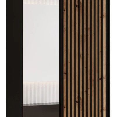 Kleiderschrank BAYLIN 2 - 120/45 cm, schwarz / Eiche handwerklich / schwarz