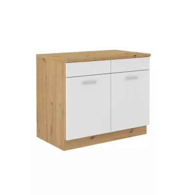 NEIL zweitüriger Unterschrank – Breite 100 cm, weiß/Eiche handwerklich.