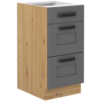 Küchenschrank mit Schubladen LAILI – Breite 40 cm, Grau/Artisan Eiche