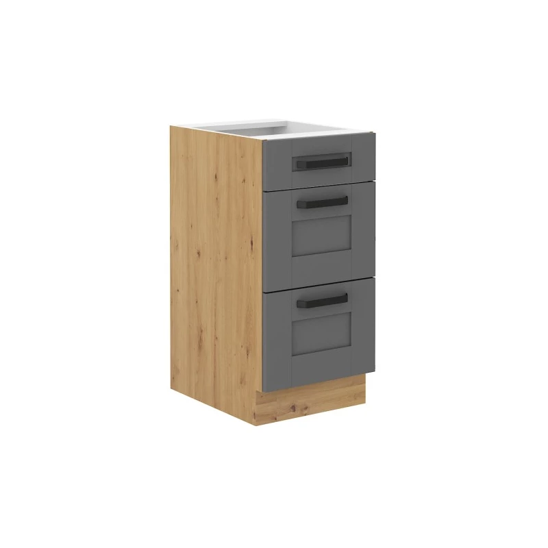 Küchenschrank mit Schubladen LAILI – Breite 40 cm, Grau/Artisan Eiche