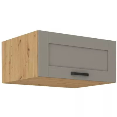 LAILI Tiefer Dunstabzugshaubenschrank - Breite 80 cm, Hellgrau/Artisan Eiche