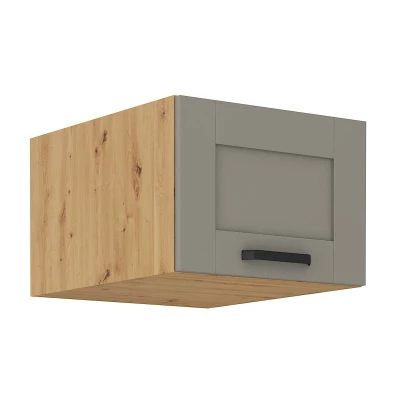 Oberschrank mit Flügeltüren LAILI – Breite 50 cm, Hellgrau/Artisan Eiche