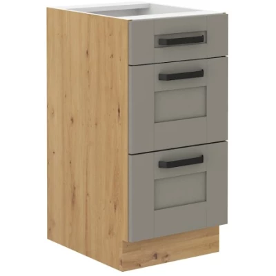Küchenschrank mit Schubladen LAILI – Breite 40 cm, Hellgrau/Artisan Eiche