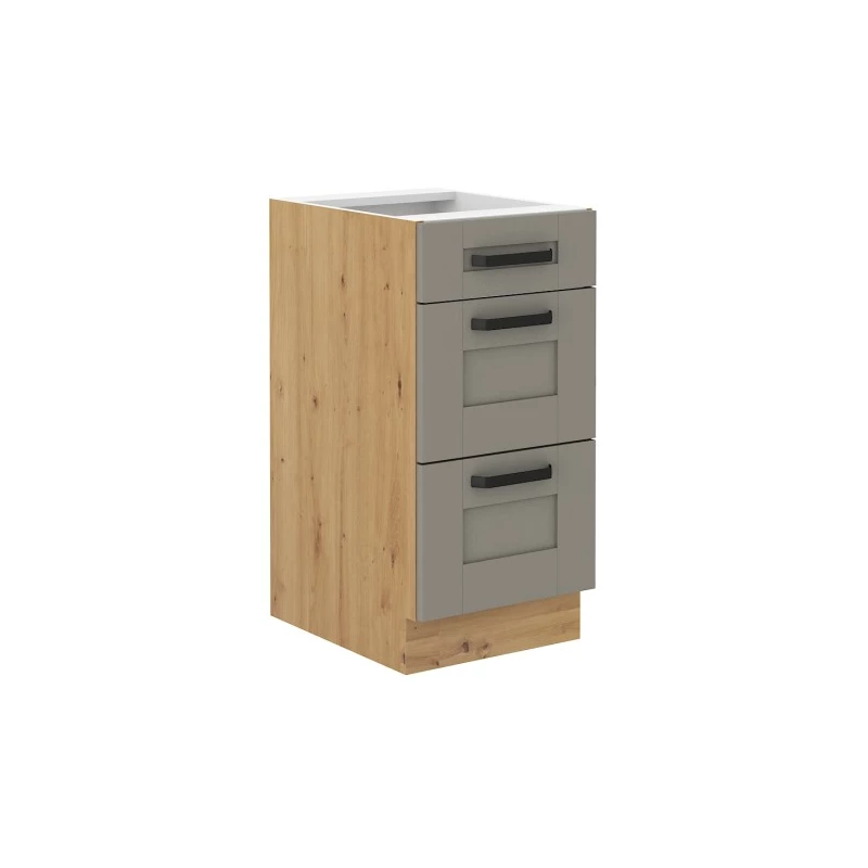 Küchenschrank mit Schubladen LAILI – Breite 40 cm, Hellgrau/Artisan Eiche