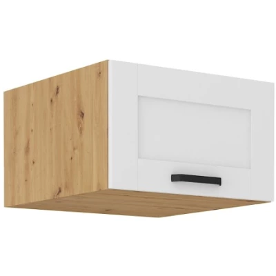 Oberer Tiefschrank mit Flügeltüren LAILI - Breite 60 cm, Weiß/Artisan Eiche