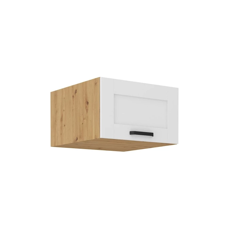 Oberer Tiefschrank mit Flügeltüren LAILI - Breite 60 cm, Weiß/Artisan Eiche
