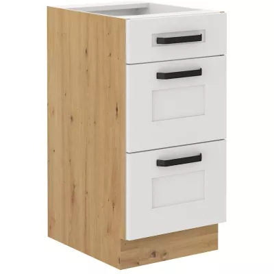 Küchenschrank mit Schubladen LAILI – Breite 40 cm, Weiß/Artisan Eiche