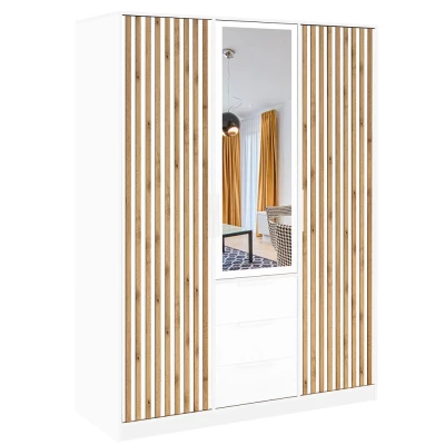 Dreitüriger Kleiderschrank 149 AGNESA mit Spiegel – weiß