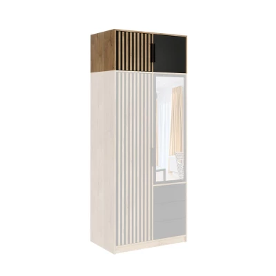 Kleiderschrank-Anbau 100 AGNESA - Wotaneiche / Schwarz