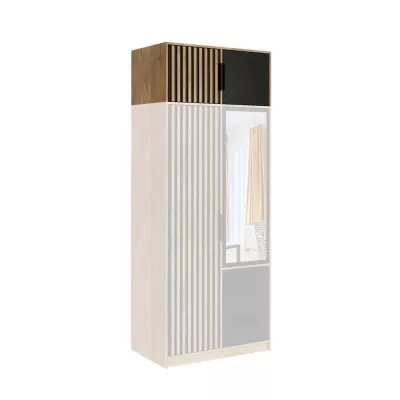 Kleiderschrank-Anbau 100 AGNESA - Wotaneiche / Schwarz