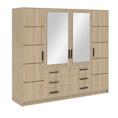 Viertüriger Kleiderschrank 240 AGNESA mit Spiegeln – Sonoma-Eiche