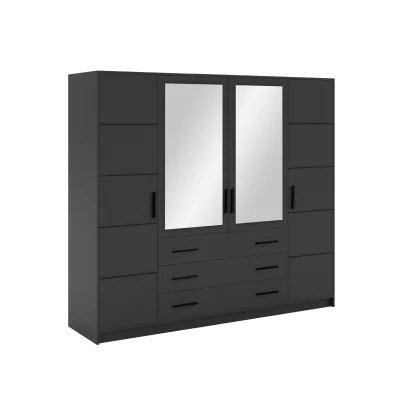 Viertüriger Kleiderschrank 240 AGNESA mit Spiegeln – Graphit