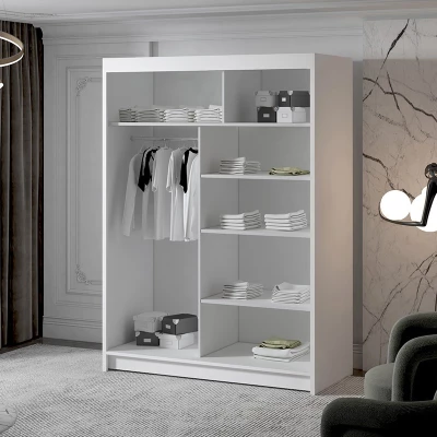 Zweitüriger Kleiderschrank mit Spiegel NICA – Breite 150 cm, weiß
